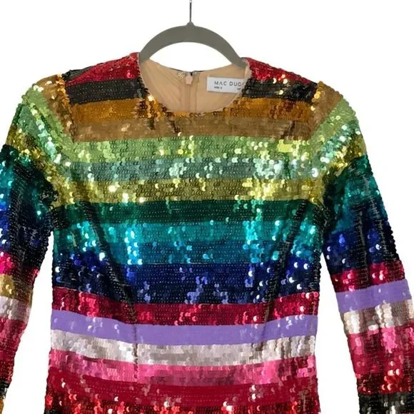 Mac Duggal 93724 Rainbow Sequin Long Sleeve Mini Cocktail Dress2